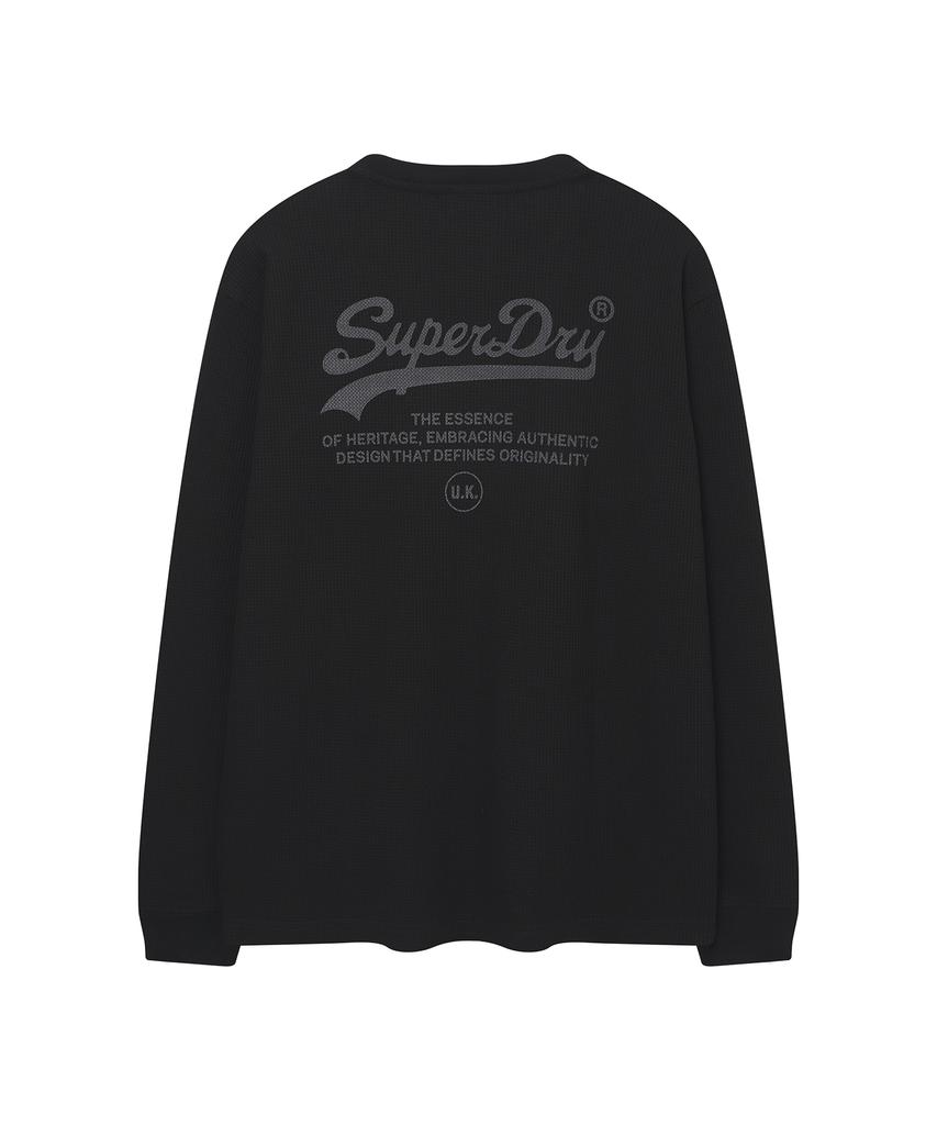 Syupeodeulai Waffle Long Sleeve T-Shirt Black Sduilaq04Blk