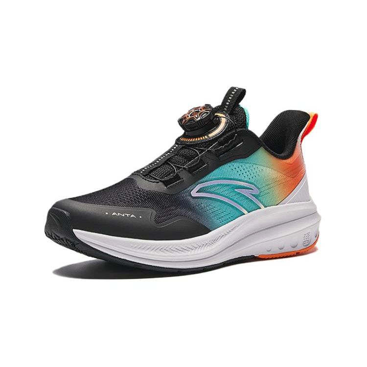 Anta Kids Hailang Lite Non-Slip Shock Absorbing Low-Top Running Shoes Kids Running Shoes Black Orange White 312425506-2