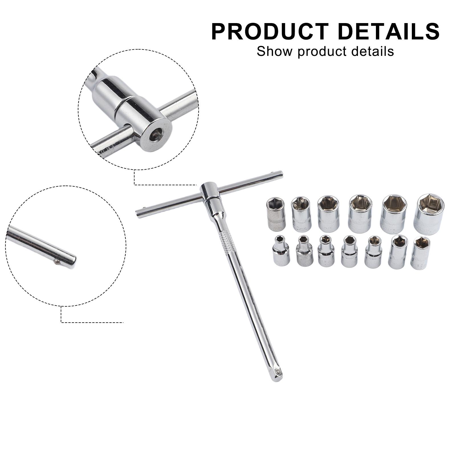 

6 3mm T Handle Socket Wrench Set with Interchangeable Heads and Extensions Suitable for Various Mechanical and DIY Tasks