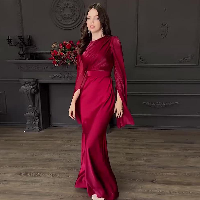 2024 Summer Elegant European & American Women's Mesh Splicing Long Dress