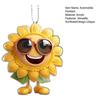 Sunflower Car Rearview Mirror Pendant Acrylic Auto Ornament for Christmas Tree Lightweight Hanging Decoration