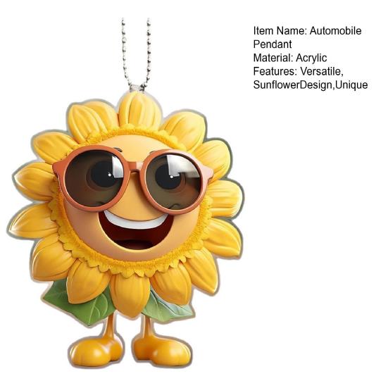 Sunflower Car Rearview Mirror Pendant Acrylic Auto Ornament for Christmas Tree Lightweight Hanging Decoration