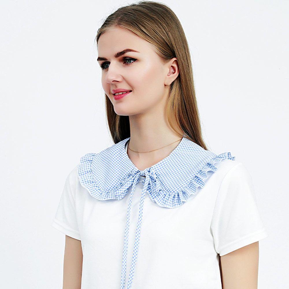 

Fashion Polyester Shirt Fake Collar Detachable Classic Blouse False Collar Women Vintage Clothes Accessories синий