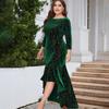 Autumn Women's Plus-size Velvet Dress Three-quarter Sleeve Long Velvet Mermaid Dress