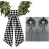 2 Pack Wreath Sash for Front Door Boxwood Wreath Sash Garland Front Door Porch Decor(White and Black Plaid)