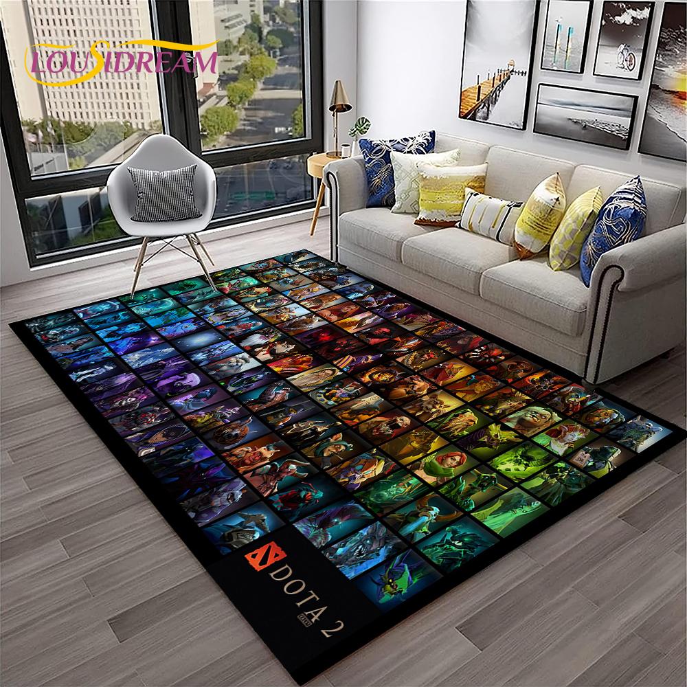 Tappeto HD Classici di Dota2 per Giocatori, Tappeto per Casa Soggiorno Camera da Letto Divano Zerbino Decorazione, Tappeto per Area Giochi Bambini Tappetino Antiscivolo