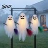 Cute Ghost Hanging for Trees 3 Pcs Halloween Ghosts on Brooms Spooky Flying Gauze Indoor Outdoor Party Props with Broomstick Tree Porch Yard,