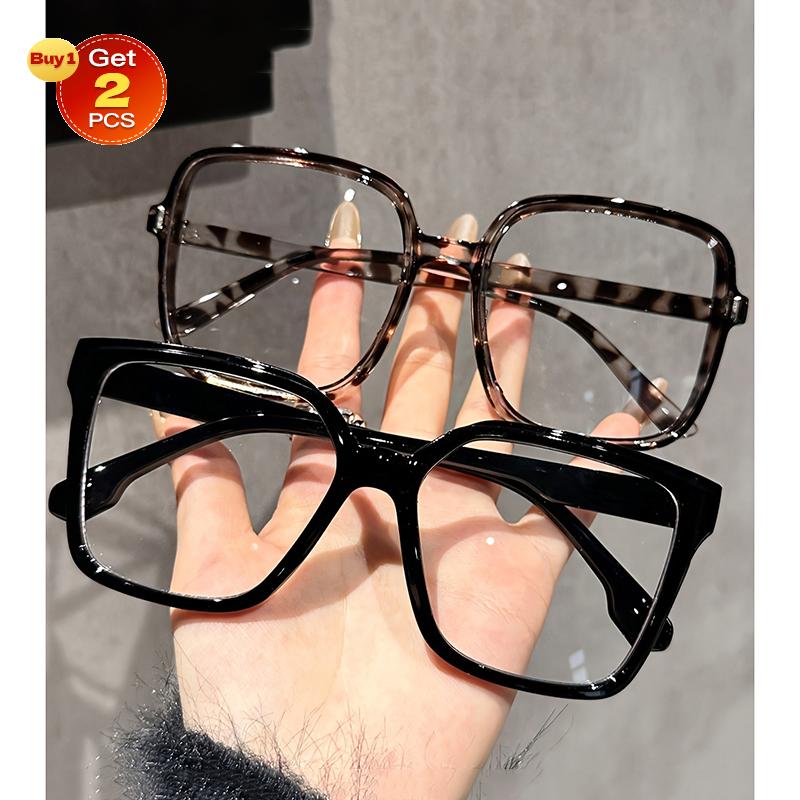 1PCS Square Black Leopard Frame Clear Glasses For Daily Reading Life Back To School Decoration
