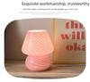 American Medieval Vintage Striped Glass Mushroom Table Lamp with USB - Retro Bedside Night Light