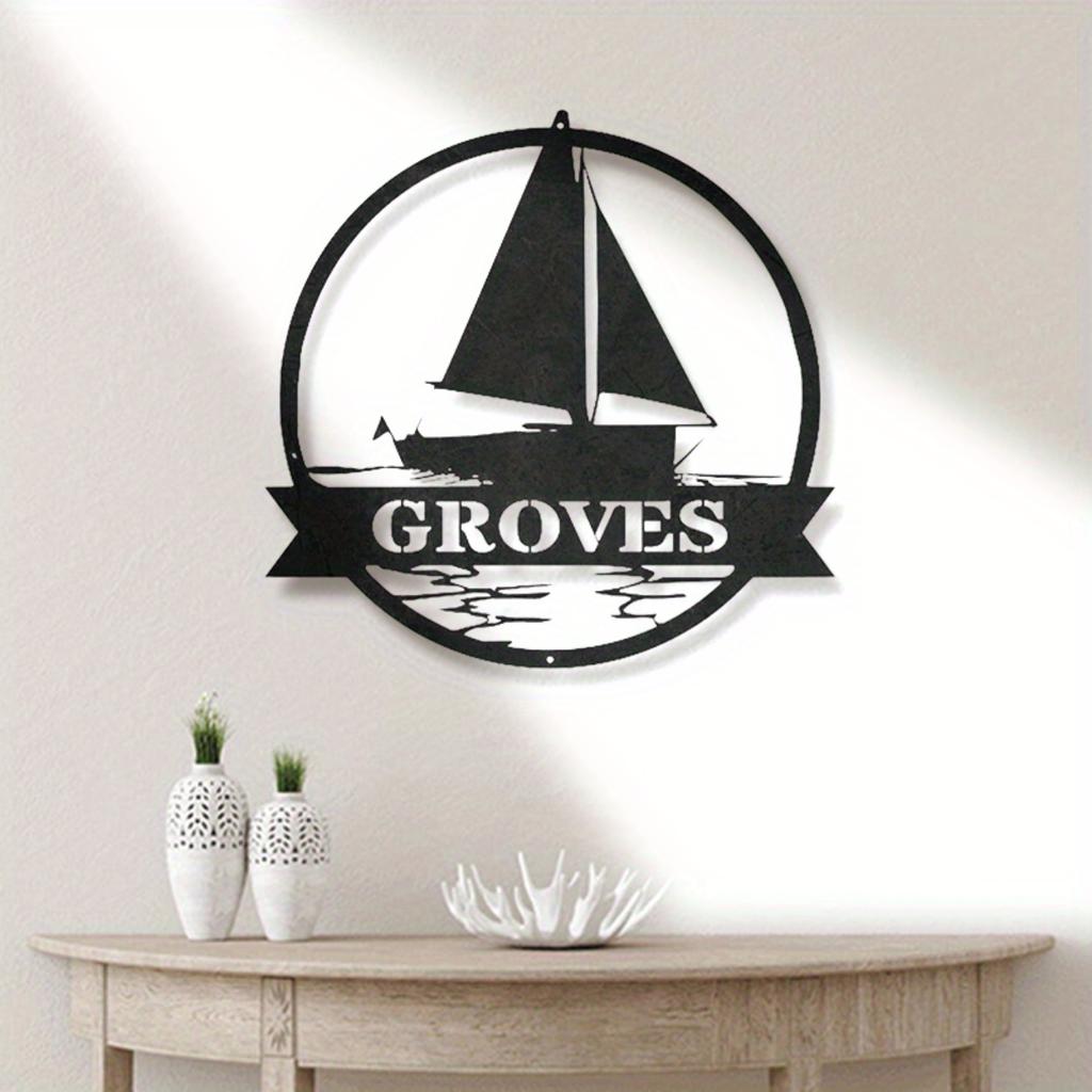 Custom Metal Tin Sign Nautical Sailboat Personalized Wall Art Home Decor