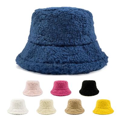Autumn and Winter Warm Bucket Hat Solid Color Retro Bucket Hat Men's and Women's Light Board Lamb Wool Basin Hat