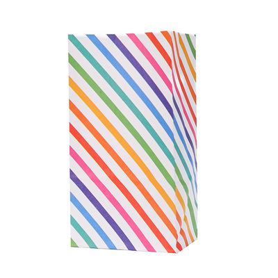 Rainbow Colorful Dot Stripe Paper Bag Gift Bags Wedding Party Open Top Stand Up Favor Bags DIY Candy Birthday Supplies