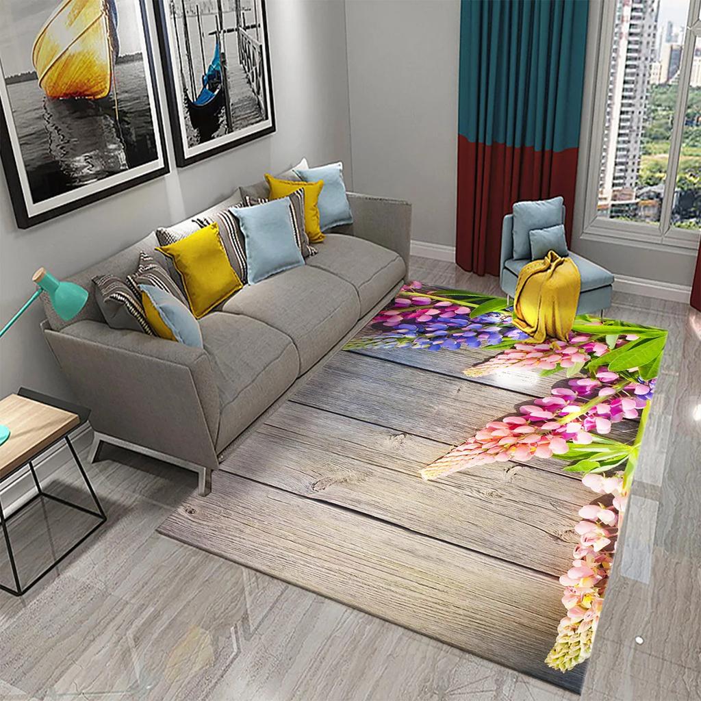 Dielen und Blumen Teppichbrett Blumiger Teppich Retro Landhausstil Rechteckige Bereichsteppiche Yogamatten Schlafzimmer Wohnzimmer Dekor Fußmatte