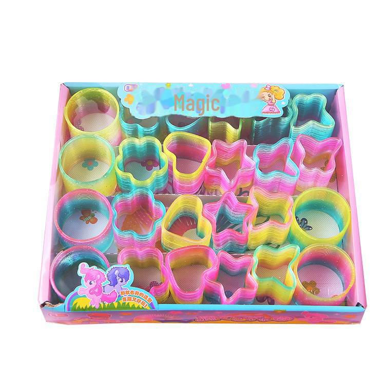 Heart-Shaped Rainbow Spring Ring Stackable Music Toy for Children