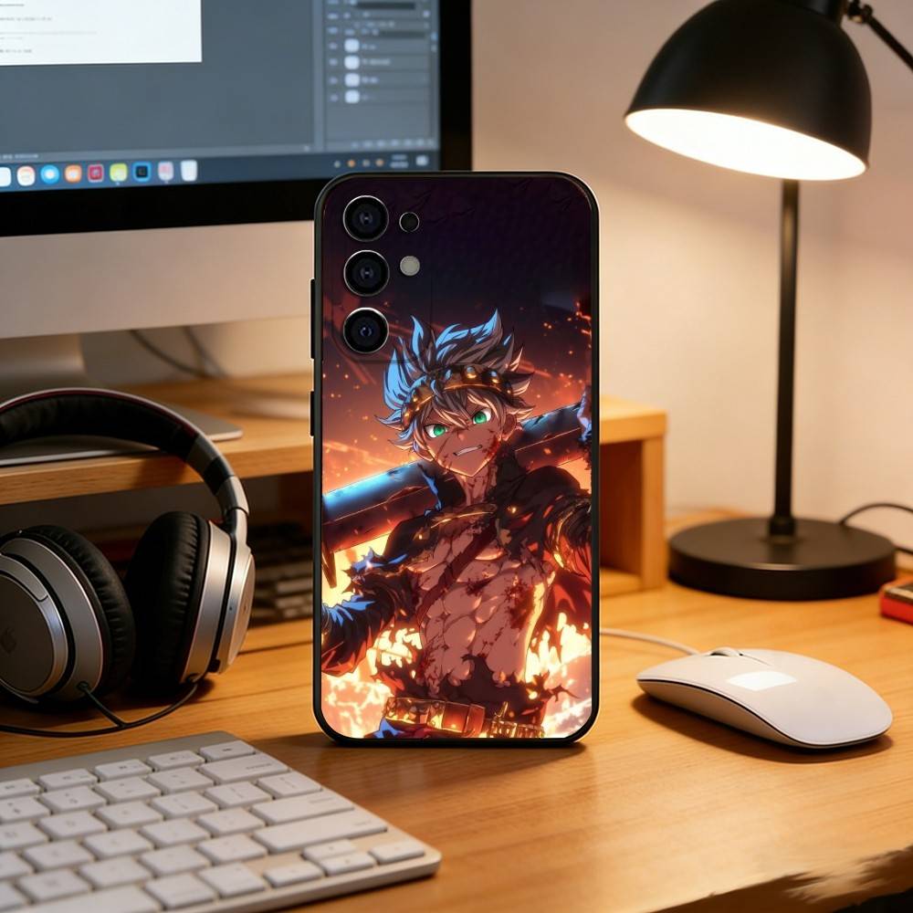 Anime B-Black Clover A-Asta Phone Case For Samsung S25,S24,S21,S22,S23,S30,Ultra,S20,Plus,Fe,Soft Silicone Black Cover