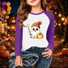 Kids Halloween Print Long Sleeve T-Shirt Casual Round Neck Top for Boys Girls