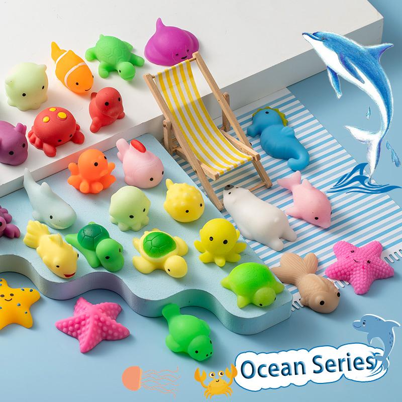 Ocean Turtle Dolphin Mochi Squishy Toys Cartoon Whale Sea Star Stress Relief Toys Squeeze Vent Sensory Toy Party Favor Kid Gift