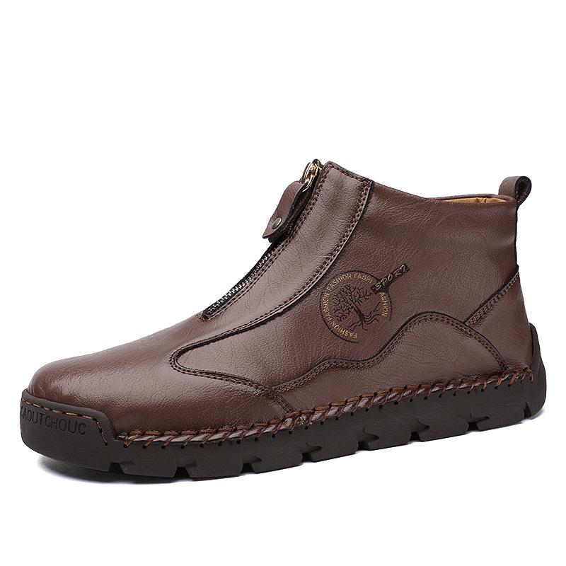 Autumn and Winter 2025 New Large Size Men's High-top Cotton Outdoor Martin Boots Genuine Leather Korean Version Handmade Warm Shoes