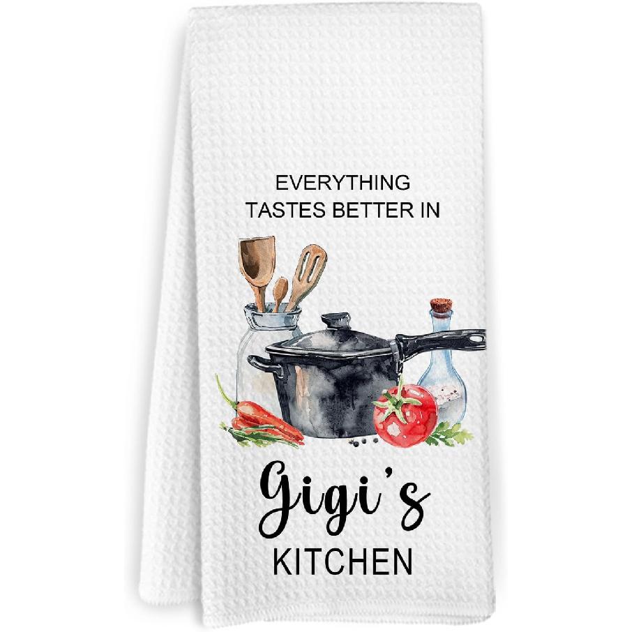 Nonna Gifts Kitchen Towels, Gifts for Nonni Grandma from Grandkids, Everything Tastes Better in Nonna's Kitchen Decorative Hand Tea Towels for