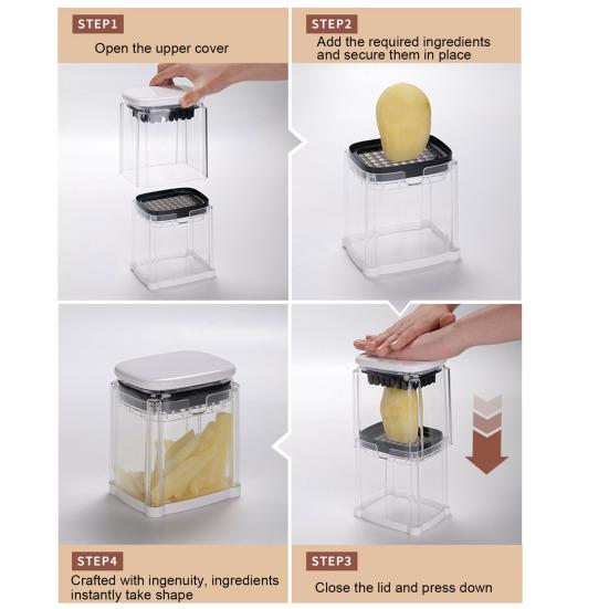 Stainless Steel Veggie Chopper Manual French Fry Cutter for Dicing Slicing Easy Press Vegetable Cutter for Potatoes Carrots Onions