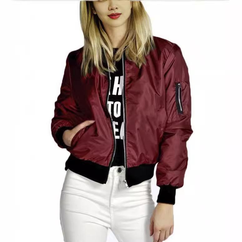 Fashion Women Thin Jackets Green Red Black Basic Spring Autumn Casual O Neck Jacket Outwear Spring Autumn