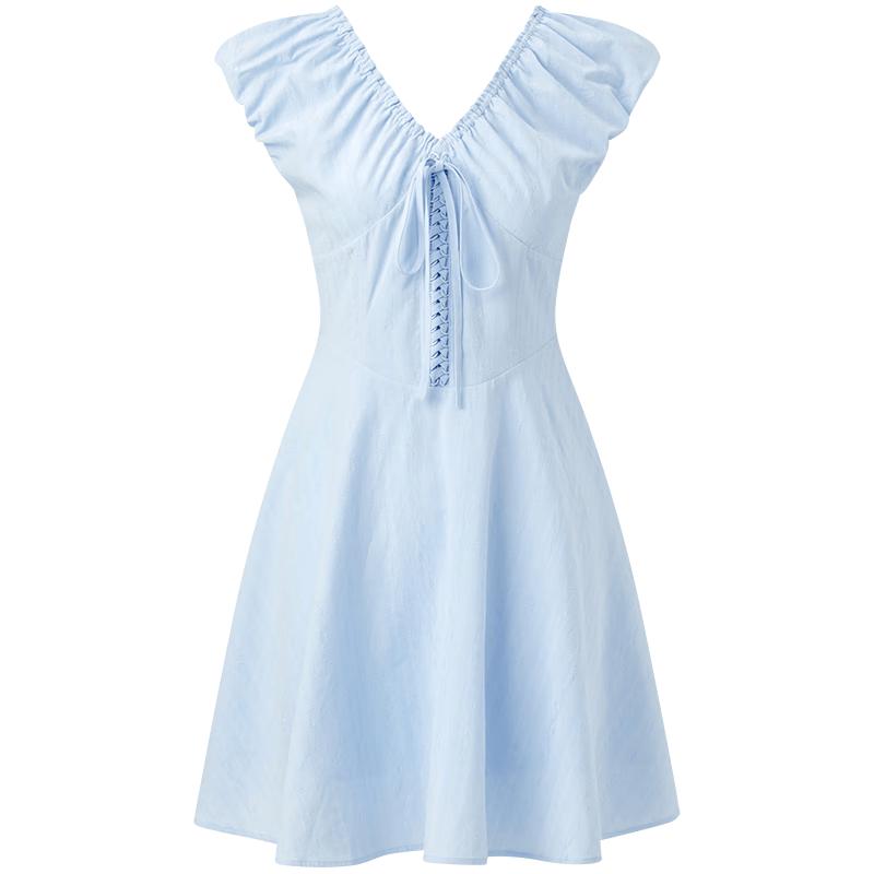 Women s Cloud Jacquard V-Neck Summer Dress M