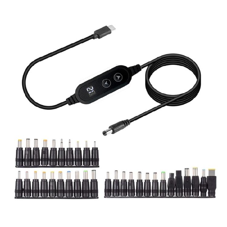 Type C to DC5521 Adapter Cable Adjustable Voltage 5V9V12V15V20V for Laptops and Electronic Gadgets