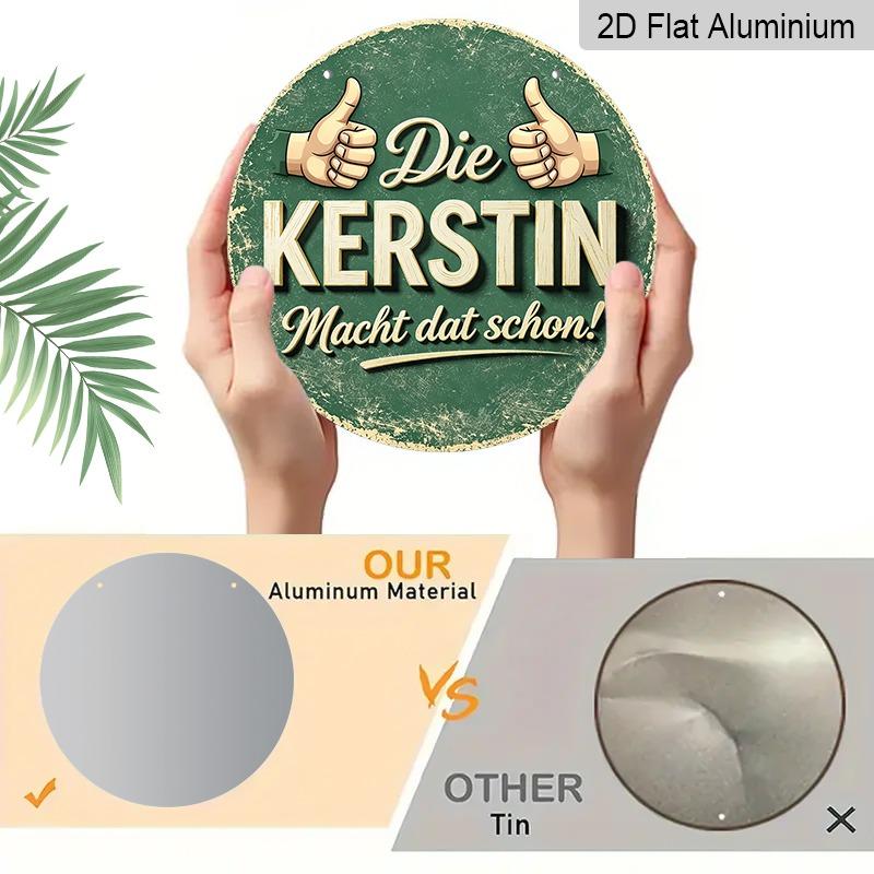 2D Flat Vintage Aluminum Wall Decorations in Various Sizes. Featuring A Fun German Caption An Aged Look, and A Double Thumbs-up Gesture, These Are