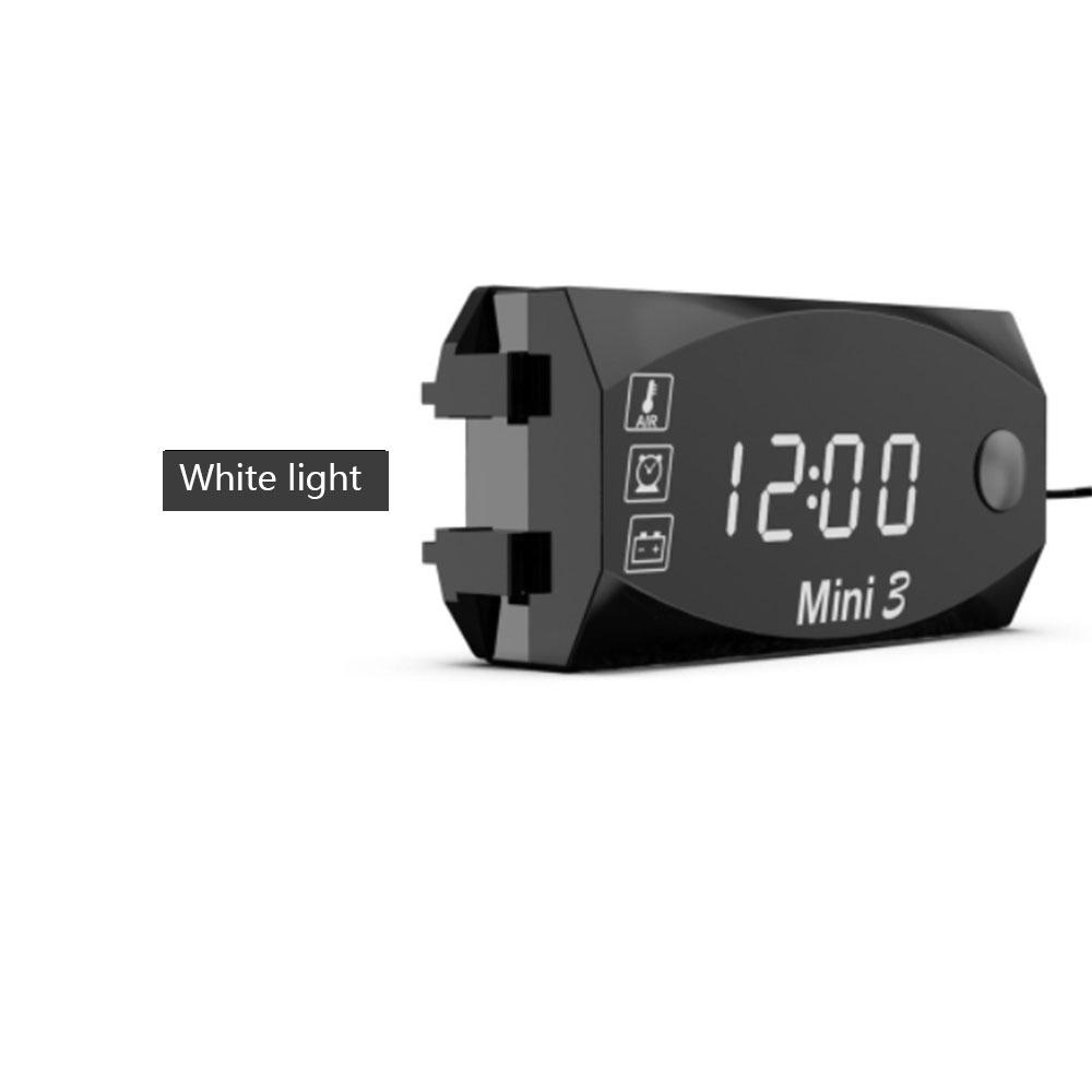 Motorcycle 3 In 1 Voltage/Time/Temperature Electronic Meter LED Display Motorcycle Modification Waterproof Digital Display Meter