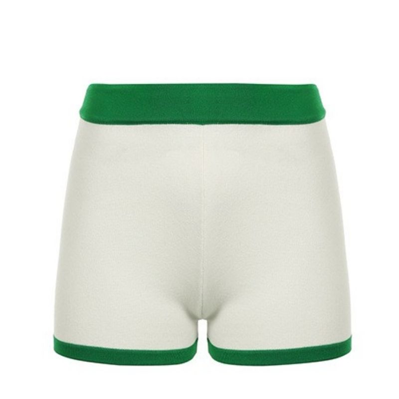 

Contrast Color Camisole Sports Bra High Waist Hip Lifting and Belly Contracting Fitness Shorts Yoga Exercise Suit High Elastic Two-piece Set White green shorts L