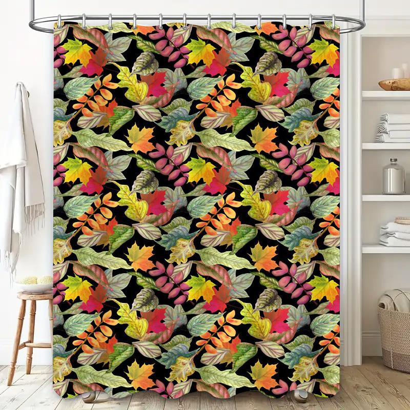 Leaf Print Shower Curtain Fall Colors Polyester Fabric Waterproof Bath Decor For Home Living Room Decoration New Arrival Pa