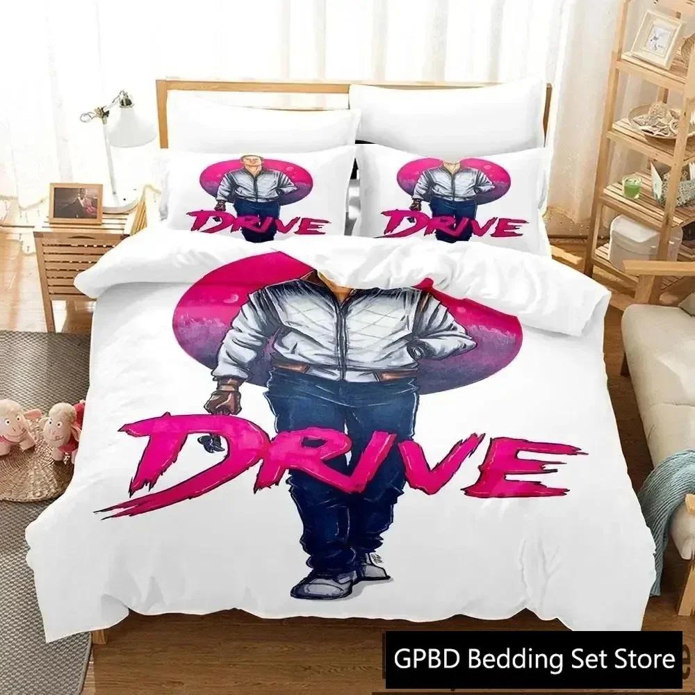 3D Print Drive Ryan Gosling Comfortable Duvet Quilt Cover Pillowcase Bedding Set Children Bedroom Decoration Home Textile
