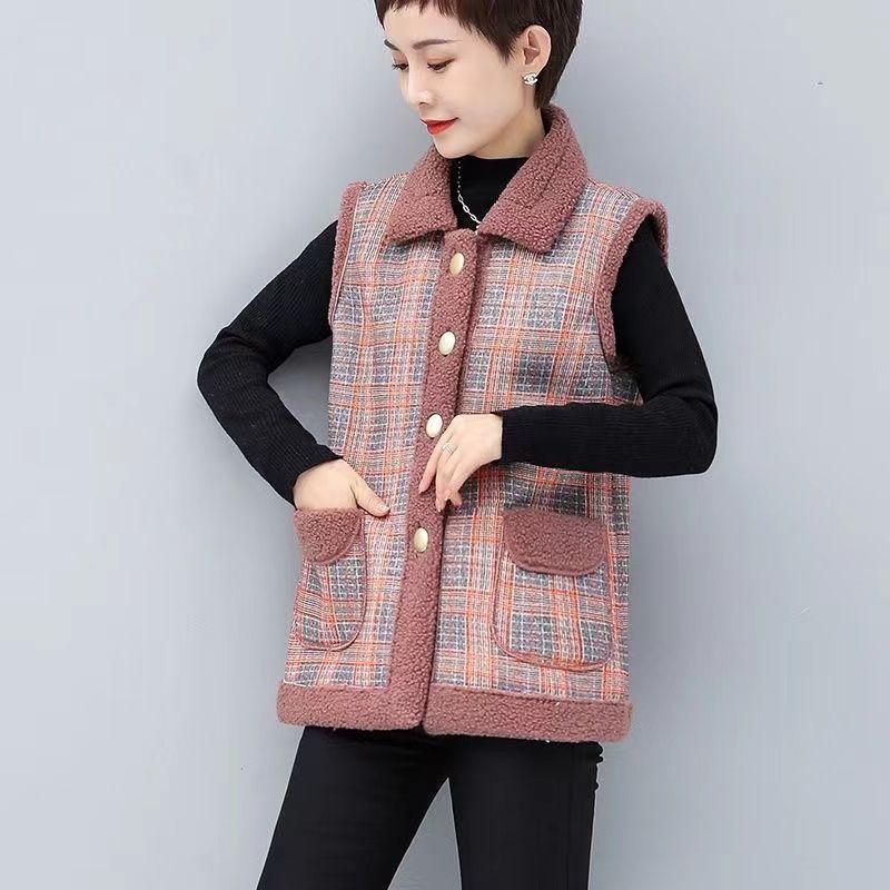Autumn and Winter Thick Vest Women's Versatile Loose Plus Size Vest Women's Warm Shoulder