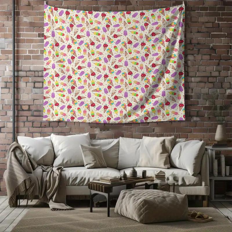 Ice Cream Tapestry Wall Hanging Aesthetic Room Decor Dorm Wall Art Cute Foodie Backdrop Home Decoration Gift Trendy Decor
