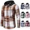 Camicie a quadri classiche retrò da uomo Camicia a maniche lunghe Giacca con cappuccio Camicia a quadri casual per uomo Camicie da lavoro leggere