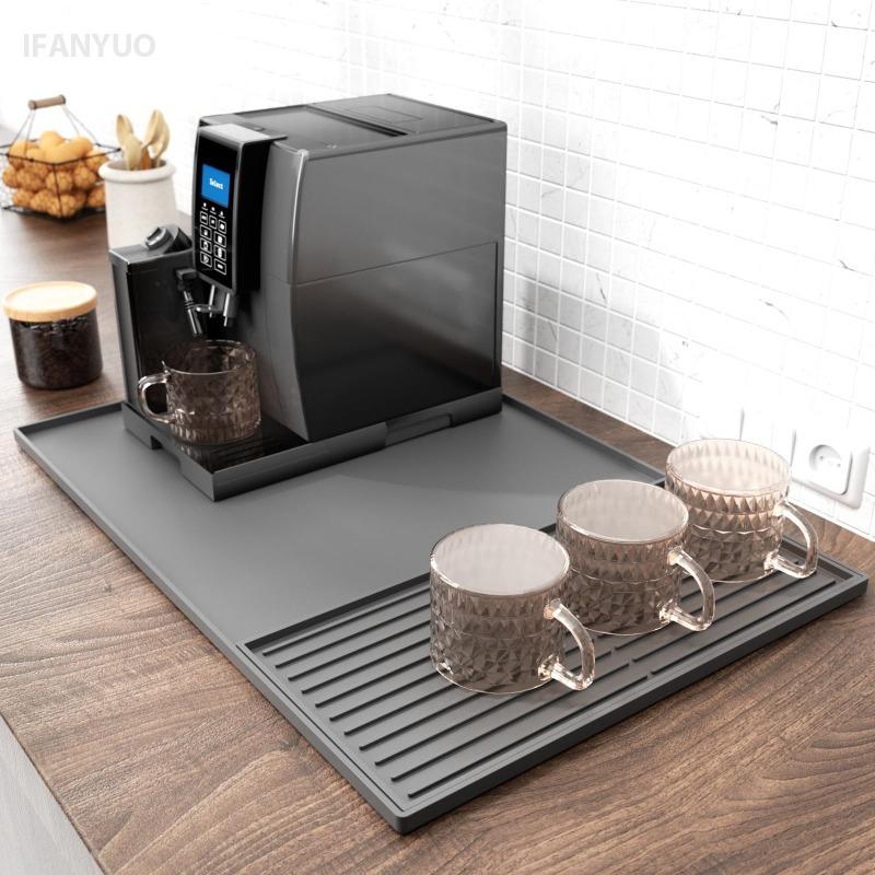 2in1 Silicone Coffee Mat Multi-Functional Non-Slip Bar Pad for Countertops Absorbent Kitchen Tableware Impermeable Drainage Mat
