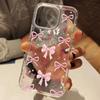 Coque de téléphone transparente avec nœud rose et cœurs à pois pour iPhone 11 12 13 14 15 16 17 Pro Max 17 Air 14 15 Plus XS X XR Housse en silicone