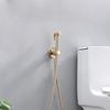 Brushed Gold Solid Brass Bidet Sprayer Set Handheld Shattaf Muslim Toilet Shower Wall Mounted Eco-Friendly Hygiene Faucet Spring