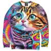 Children's Cartoon Animal Colorful Kitten Print Cute T-shirts Boys Long Sleeved Fashionable Soft Comfortable Top