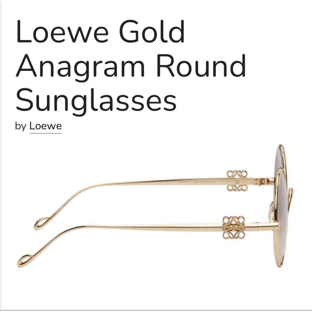 Used [Official Purchase] Loewe Gold Anagram Round Sunglasses Gold Anagram Round Sunglasses Brown