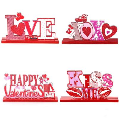 European LOVE KISS Sculpture Valentine's Day Letter Figurine Elegant Symbolizing for Wedding Birthday Decoration