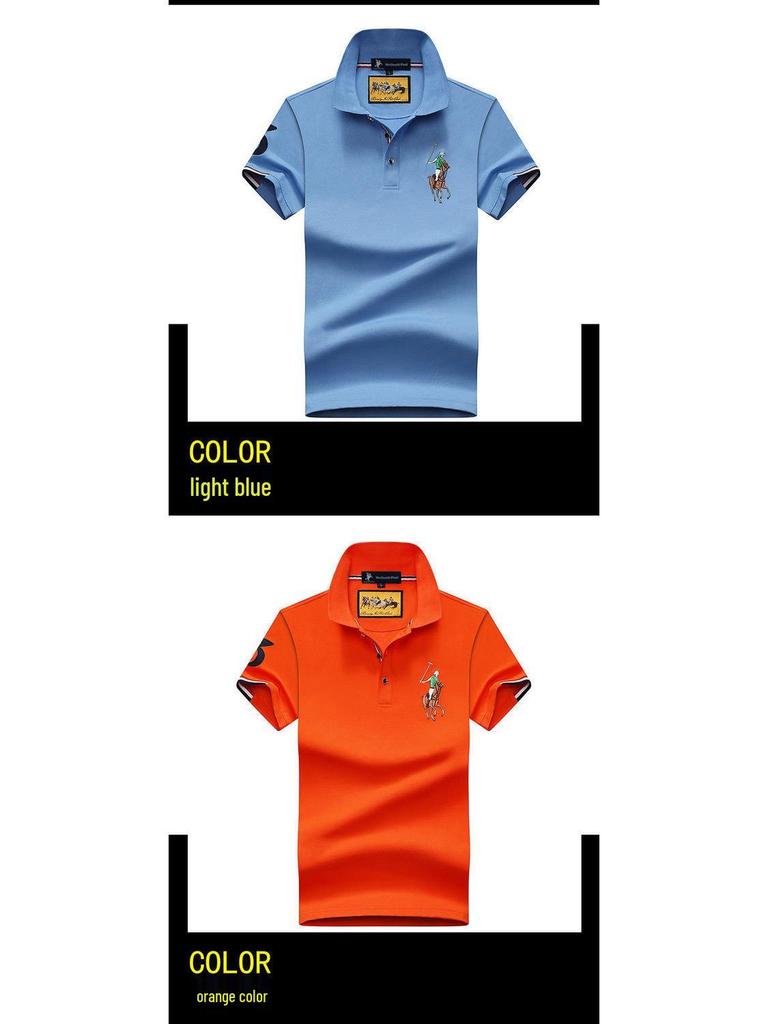 Authentisches Paul Herren Kurzarm-Polo mit Pferdelogo, gesticktem Kragen, Übergröße lockere Passform