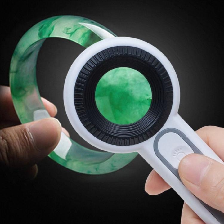 Practical Rechargeable Jewelry Magnifying Glass with High Power Lens and Light Functionality Handheld Loupe ABS Texture