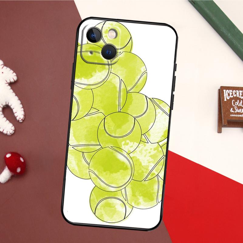 Tennis Racket Tennis Ball Case For iPhone 13 Pro Max 16 15 11 12 14 17 Pro Max mini 15 16 Plus 16e 17 Air Back Cover