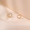 Simple Ins Style Sweet Heart Shaped 18k Gold Plated Copper Stud Earrings For Women