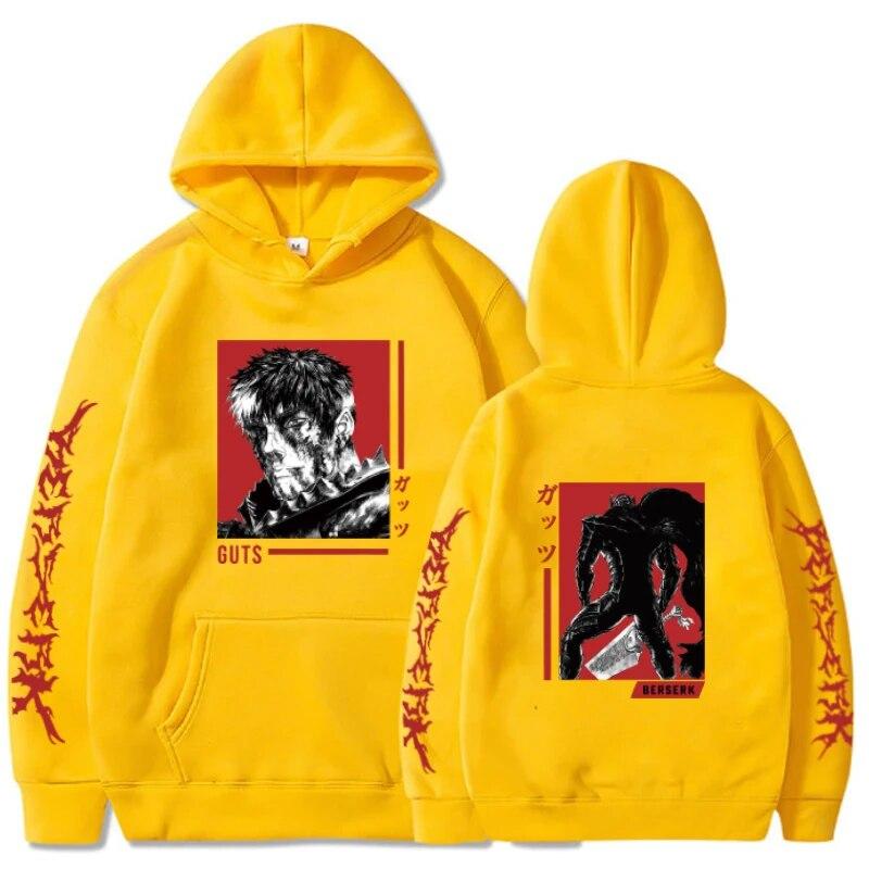 

Толстовка с капюшоном с графическим принтом «Берсерк», мужская и женская одежда, уличная одежда высокого качества, большой свитшот унисекс в стиле Харадзюку 4XL жёлтый