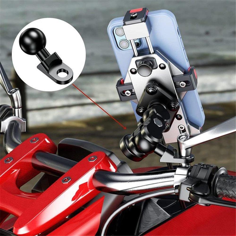 Aluminum Alloy 1" Ball Mount Base - RAM Mount Compatible, 10mm Hole Angled Bolt Head Adapter For Motorcycle Mirror Frame Mounting