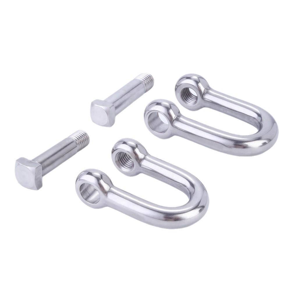 304 Stainless Steel D-Type Square Head Marine Lifting Shackle for Wire Rope Connection