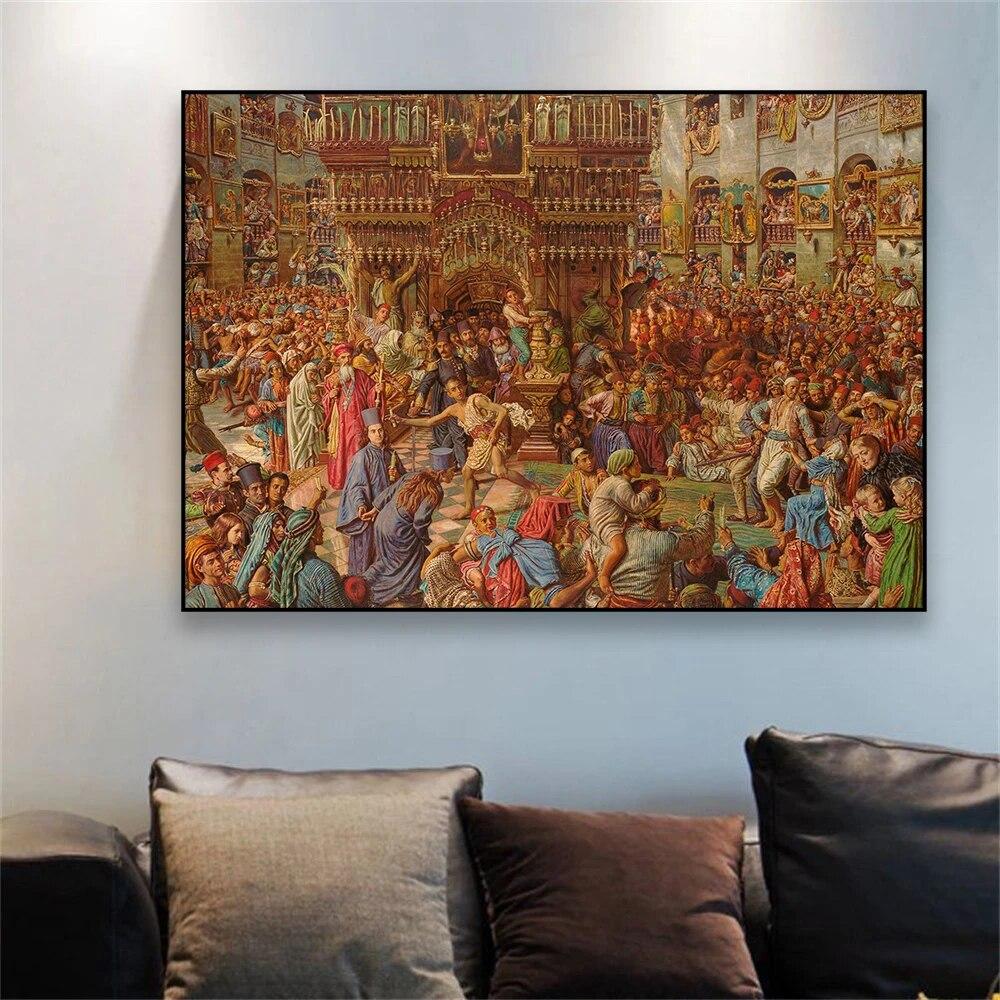 The Miracle of the Sacred Fire Oil Painting Poster Retro William Holman Hunt Prints Wall Art Vintage Classical Canvas Painting
