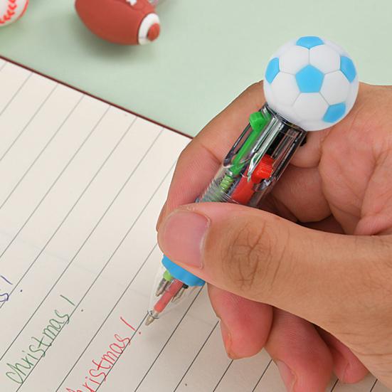 2Pcs Retractable Ballpoint Pen Cartoon Sports Ball 4-Color Mini Journal Pen with Football Basketball